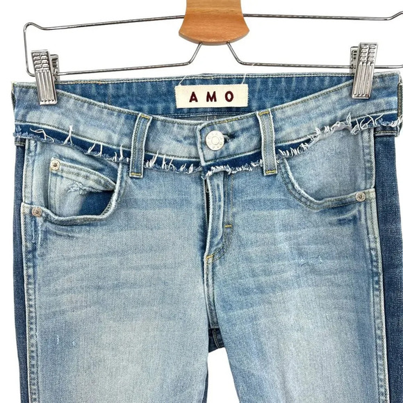 Amo Denim Twist Two Tone Skinny Jeans Cotton Rise & Shine Wash Blue Size‎ 25 - Picture 4 of 14
